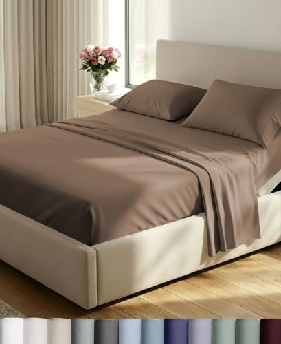 California Design Den 800 Thread Count Split King Sheet Set, 5 Pcs, Mocha