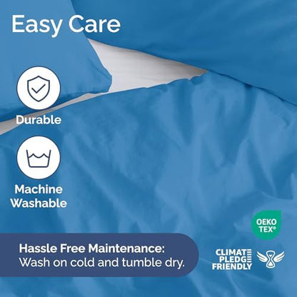 Duvet Cover Full Size - Soft 3 Piece with Zipper Closure - Denim Blue