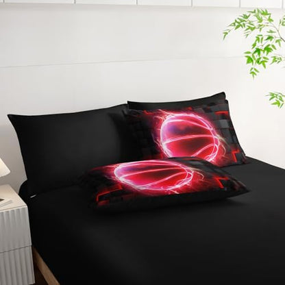HOSIMA Teen 7Pcs Basketball Twin Comforter Set with Sheets Sports Bedding.