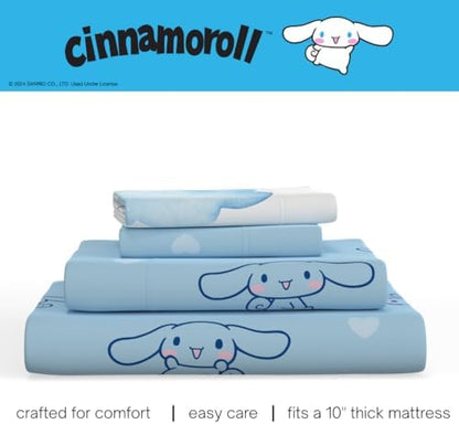 Cinnamoroll Bedding Super Soft Cozy Microfiber 3 Piece Twin Sheet Set, (Officially Licensed Product) by Franco