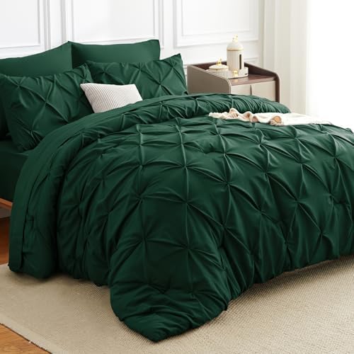 HIMEET Full Size Comforter Set Emerald Green - 7 Pieces Bed in a Bag