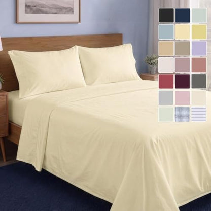 LANE LINEN California King Sheet Set 100% Organic Cotton 4pc Soft - Natural