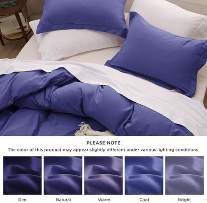 Bedsure Skipper Blue Duvet Cover Queen Size - 3 Pieces Prewashed Cotton-Like Polyester Extra Soft Bedding Set, Includes 1 Duvet Cover 90x90 Inches with Zipper Closure & 2 Pillow Shams, No Comforter