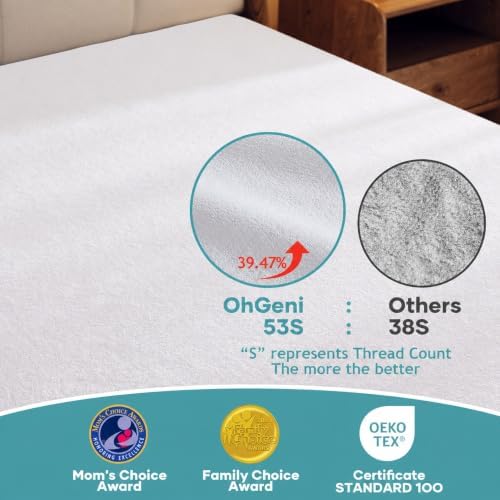 OhGeni 2 Pack Waterproof Mattress Protector, King Size Mattress Pad Fitted with Deep Pocket 6"-18", Breathable Soft, Washable DirtProof Mattress Cover, White, More Than 99 pcs fibers, Daybed Cover
