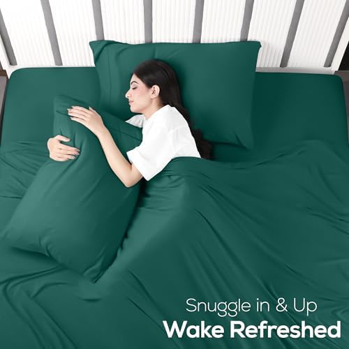 Utopia Bedding Jersey Knit Sheets 4 Piece, Cotton T-Shirt Feel, King, Green