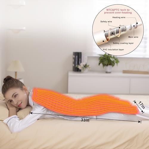Heating Pad Electric Heat Pad, Hot Heated Pad,Multiple Temp and Timer Settings,Suitable for Shoulders, Neck, arms, Abdomen, Back, Legs, etc. (Light Pink, 33"X17")