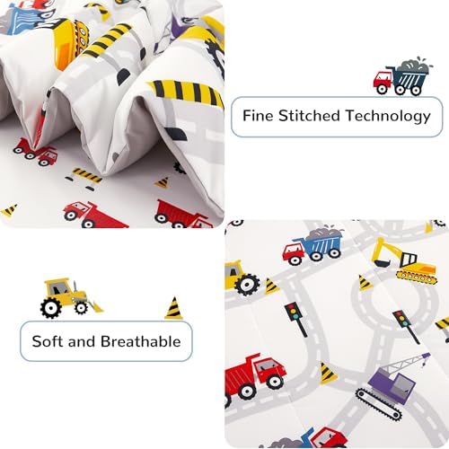 Viviland Kids Twin Bedding Sets, Boys Comforter, White Car