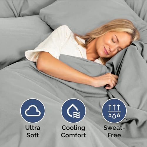 Full Size 4 Piece Sheet Set - Soft & Cooling Bed Sheets - Light Slate Grey