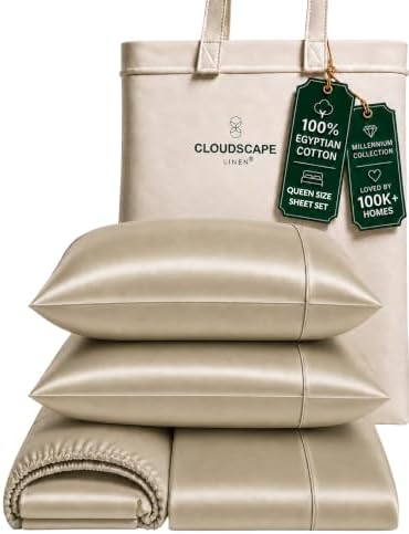 CLOUDSCAPE Millennium Series 100% Luxury Egyptian Cotton Sheets Queen,Linen