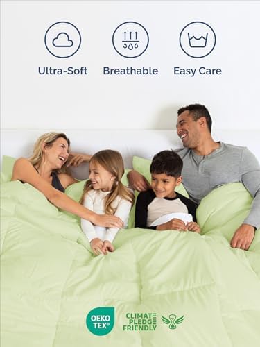 King Comforter Set - Light Sage Green All Season Bedding - 3 Piece Bed Set