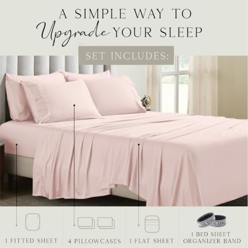KARISSA MAE 6 Piece Luxury Bamboo Viscose California King Size Sheet Set