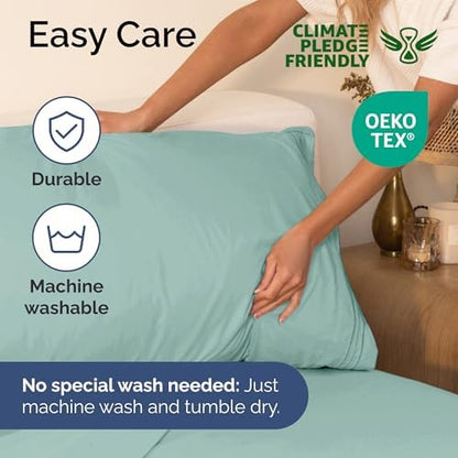 Twin Size 3 Piece Sheet Set - Ultra Soft & Cooling Bed Sheets - Light Teal
