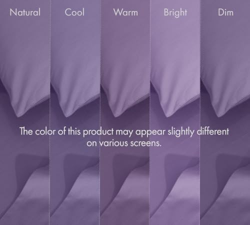 RUVANTI 100% Cotton Split King Sheets, Percale Sheets Set, Purple Sage