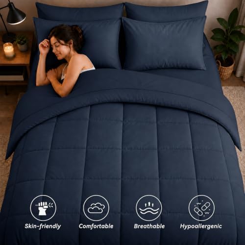 Anluoer Full Size Comforter Sets, 7 Piece Bed in a Bag Full Bedding Sets