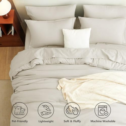 CozyLux Twin Comforter Set Beige, 5 Pieces Bed in a Bag Twin Comforter Set with Sheets, Soft Bedding Sets with Down Alternative Comforter, Sheets, Pillowcase & Sham, Soft Bed Set for All Seasons