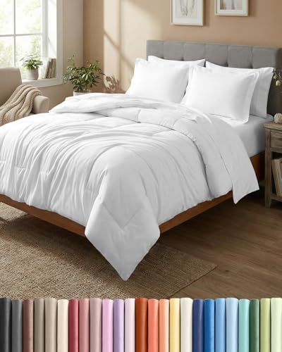 Full Comforter Set - 7 Piece Bed in a Bag Full Size Bed Set, Soft - White