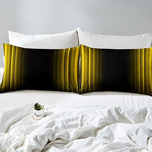 Feelyou Geometric Abstract Ombre Sheet Set Men Adults Teens Yellow and Black Striped Bed Sheets Kids Boys Girls Simple Modern Bed Set Bedroom Collection 4Pcs Queen Size