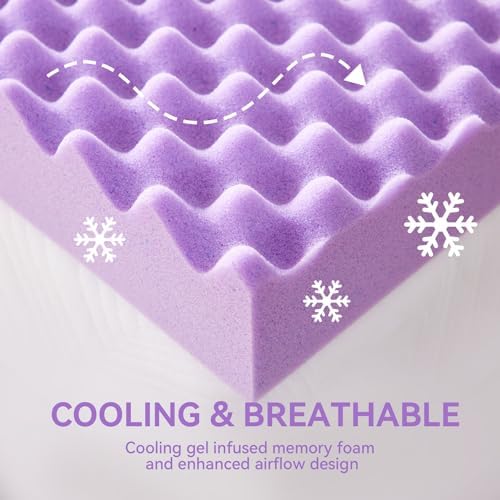 SINWEEK 2 Inch Egg Crate Memory Foam Mattress Topper King Size, Soft Mattress Pad for Back Pain Relief, Bed Topper, CertiPUR-US Certified
