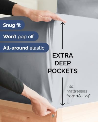 Extra Deep Flex Top Split Head King Sheet Set - 6pc Sheets - Steel Blue