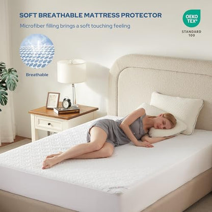 2 Pack Waterproof Mattress Protector Queen Size, Deep Pocket Fit, Washable