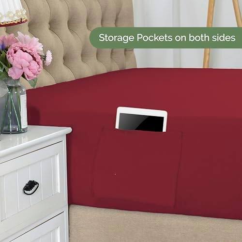 Elegant Comfort 1500 Premium Hotel Quality 18-21 Inches Deep - Extra Deep Pocket Single Fitted Sheet for High Mattress, Luxury and Softest, Smart Pocket - Wrinkle Free, Full, Burgundy