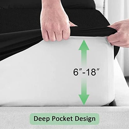 Sufdari Full Waterproof Mattress Protector, Waterproof Mattress Cover,Breathable & Noiseless Mattress Pad, Waterproof Quilted Fitted Sheet Fits Up to 8-18" Deep Pocket