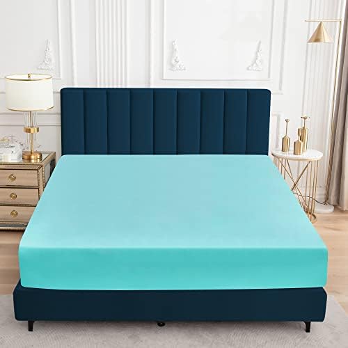 Sufdari Waterproof Mattress Protector, Mattress Cover Twin Size for Bed,18" Deep Pocket Fitted Sheet Style Mattress Protector with Elastic Rubber Band-Aqua,Twin