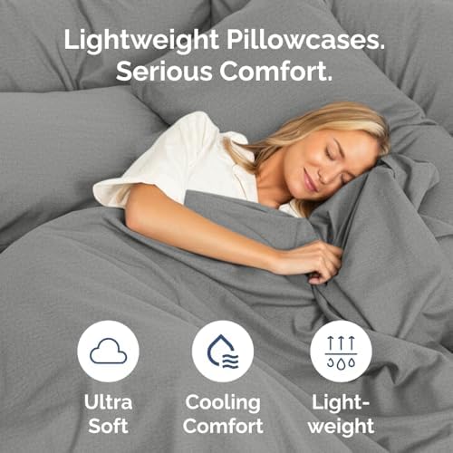 Standard Pillow Cases Set of 10 - Soft Pillowcase Covers - Heathered Grey