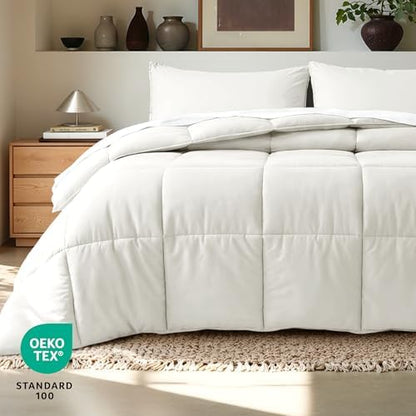 Bare Home Comforter Set - 1800 Ultra Soft (Oversized Queen, Antique White)
