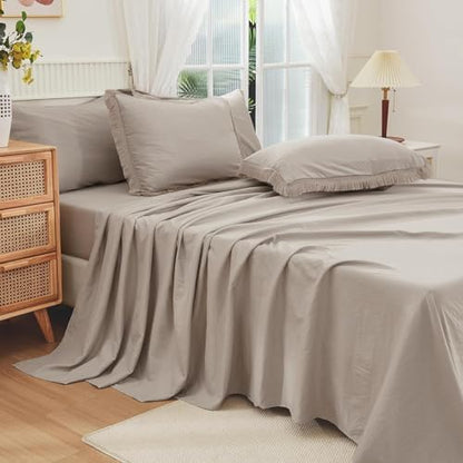 Andency Oversized King Comforter Set, 7 Pieces Wheat Green Bedding