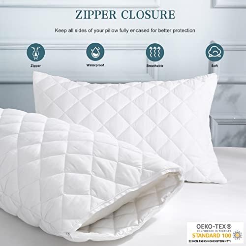 UNILIBRA 2 Pack Waterproof Pillow Protector Quilted King Size(21"X36")