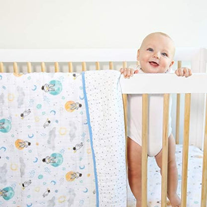 aden + anais essentials Dream Blanket, Muslin Baby Blankets for Girls & Boys, Ideal Lightweight Newborn Nursery & Crib Blanket, Unisex Toddler & Infant Bedding, Shower & Registry Gift, Space Explorers