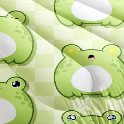 Nttopship Cartoon Frog Comforter Bedding Set with 2 Pillowcase Full Size Cute Animals Comforter Set for Kids Boys Girls Bedroom Decor