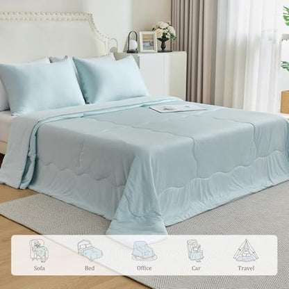 CHOSHOME Cooling Comforter Cooling Blanket, Q-Max 0.45 Cool Sleeping Summer Blanket for Hot Sleeper Night Sweats, Cal King 96" x 102", Ice Blue