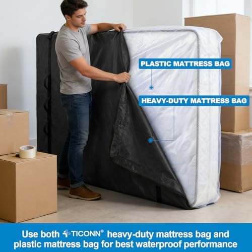 TICONN Mattress Bags for Moving, Heavy Duty Mattress Cover Storage Bag