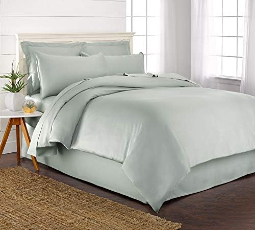 Queen Duvet Cover by Pure Bamboo, 3 Piece Set, Genuine 100% Organic Viscose Derived from Bamboo, Luxuriously Soft and Cooling, 2 Pillowcases (Queen, Sea Glass)