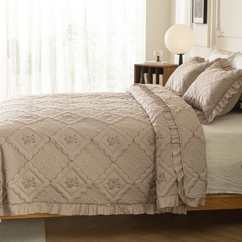 Sobrecamas Queen Elegantes,King Embroidered Quilt Set,Reversible Coverlet
