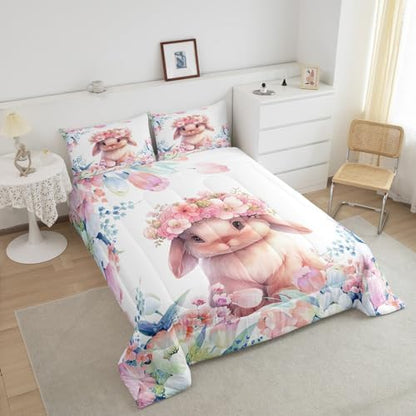 Feelyou Cute Rabbit Comforter Set Twin Size Boys Girls Teens