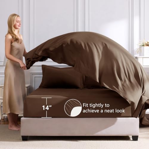 CozyLux Super King Plus Comforter Set 128"x120", 7 Piece, Brown