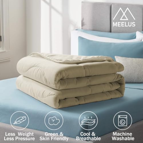 MEELUS Lightweight Comforter Cooling Beige, All Season Duvet Insert