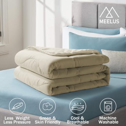 MEELUS Lightweight Comforter Cooling Beige, All Season Duvet Insert