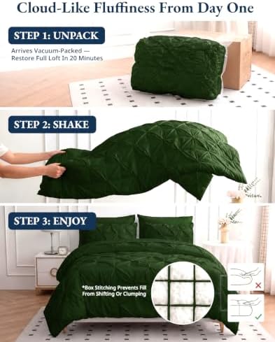 LANE LINEN 5 Piece Twin Comforter Microfiber All Season - Olive Green