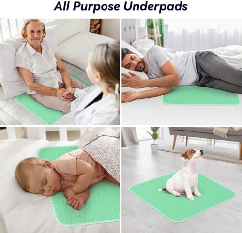 Fygrip 4 Pack 24” x 24” Extra Heavy Absorbency Washable Underpads Bed Pads