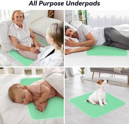 Fygrip 4 Pack 24” x 24” Extra Heavy Absorbency Washable Underpads Bed Pads