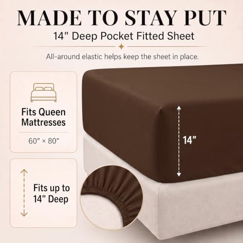 CozyLux Oversized Queen Comforter Set Brown, 7 Pieces Bed in a Bag