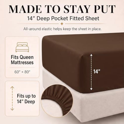 CozyLux Oversized Queen Comforter Set Brown, 7 Pieces Bed in a Bag