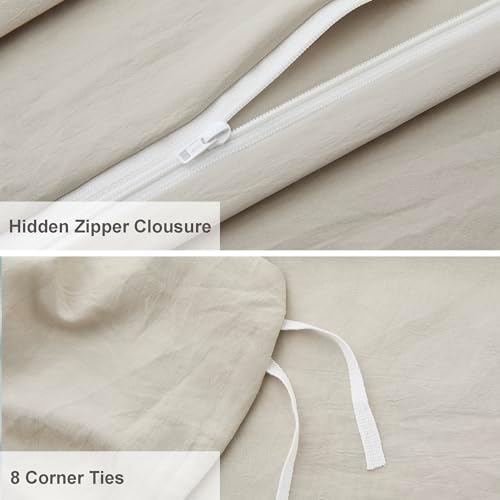 Oli Anderson 3PCS Pleated Duvet Cover Set, Linen, Queen