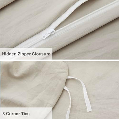 Oli Anderson 3PCS Pleated Duvet Cover Set, Linen, Queen