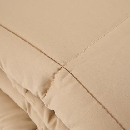 Sweet Home Collection 7 Piece Comforter Set Bag Solid Color All Season Soft Down Alternative Blanket & Luxurious Microfiber Bed Sheets, Taupe, Full