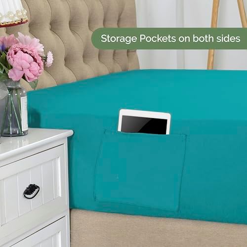Elegant Comfort 1500 Premium Hotel Quality 18-21 Inches Deep - Extra Deep Pocket Single Fitted Sheet for High Mattress, Luxury and Softest, Smart Pocket - Wrinkle Free, California King, Turquoise